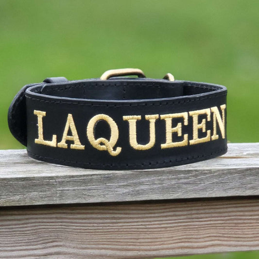 Broderat Läderhalsband