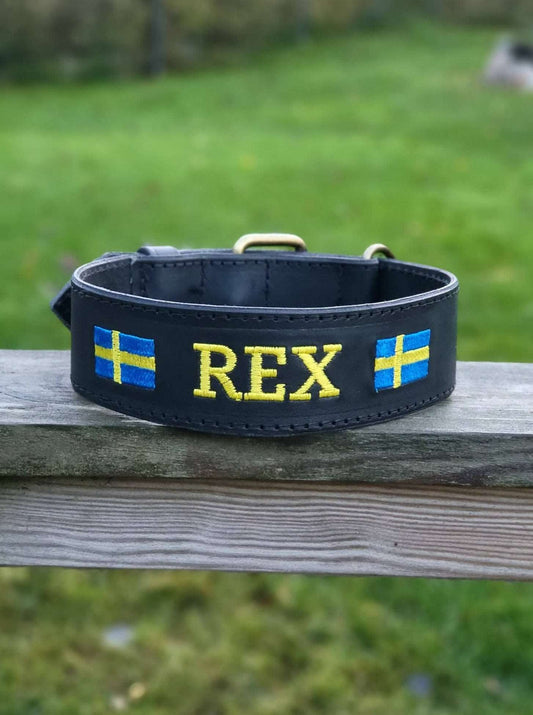 Patrullhalsband i läder